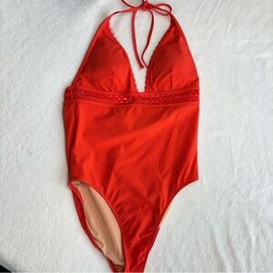 J.Crew Prep Orange Halter Tie One-Piece Swimsuit 8